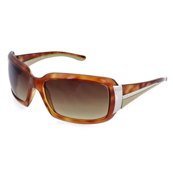 Prada SPR01H Brown Havana Gold Women Rectangular Wrap Sunglasses w/Case/Dust Bag - Picture 1 of 12